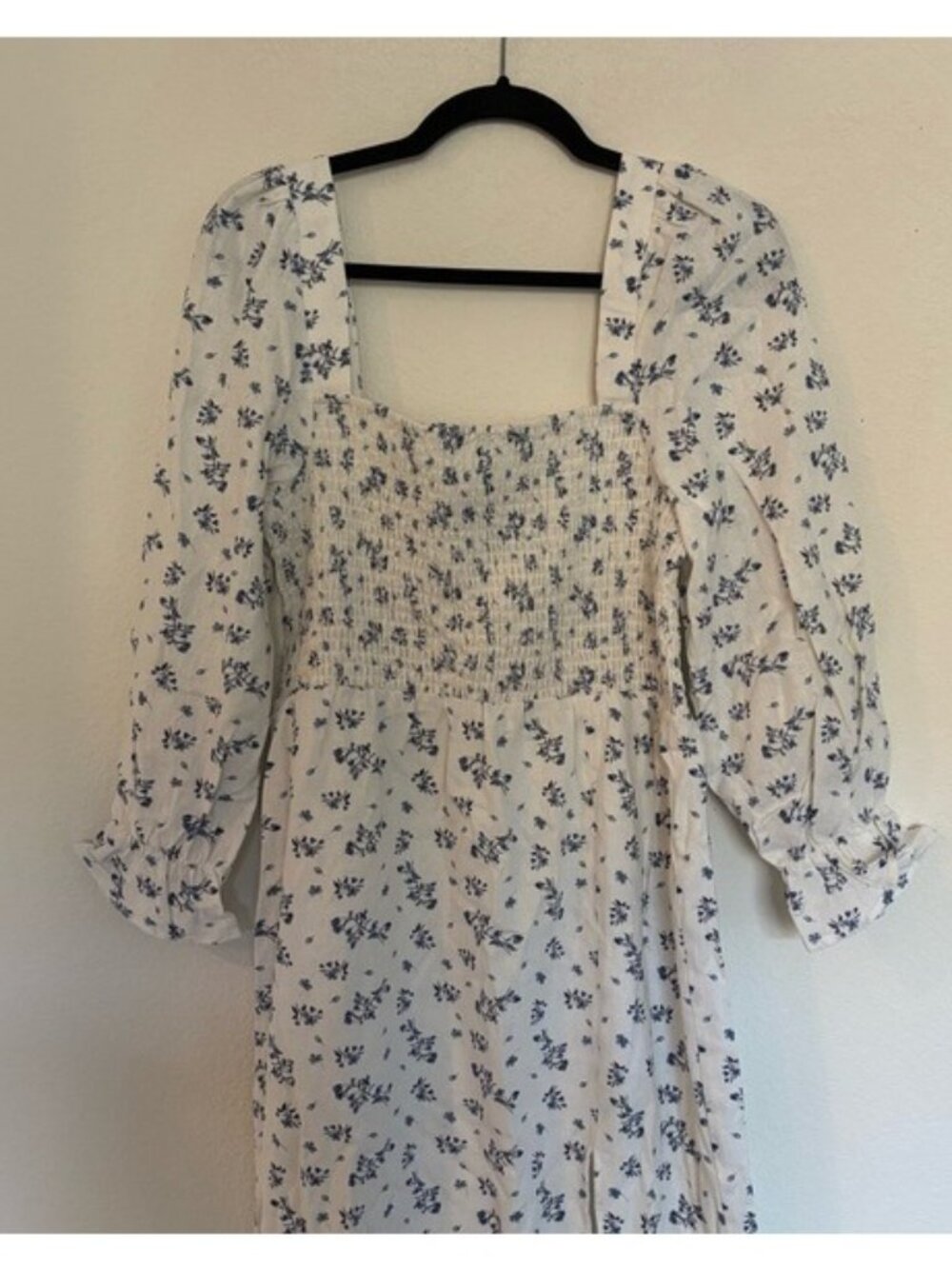 House of Harlow 1960 Linen Blend Smocked Bodice Floral Midi Dress NWT - Picture 3 of 9